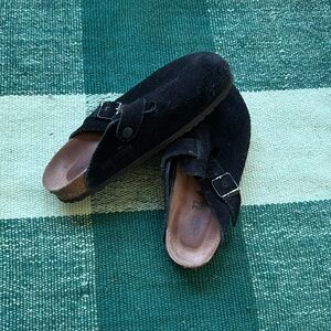 Black Leather Birkenstock clogs
